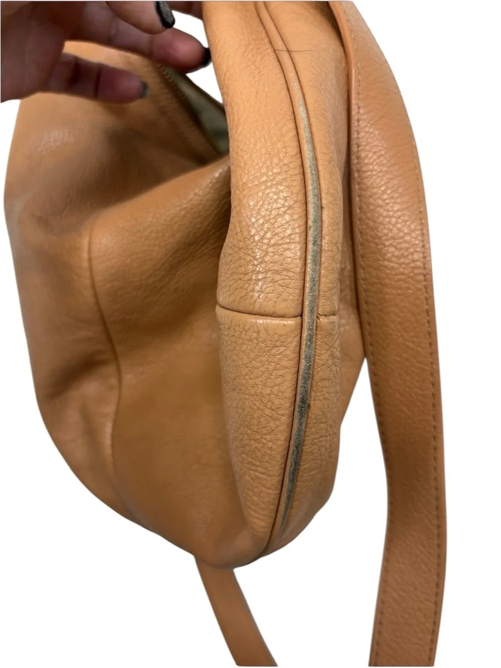 Tory Burch Amanda Tan Pebbled Leather Hobo Bag BLEMISH